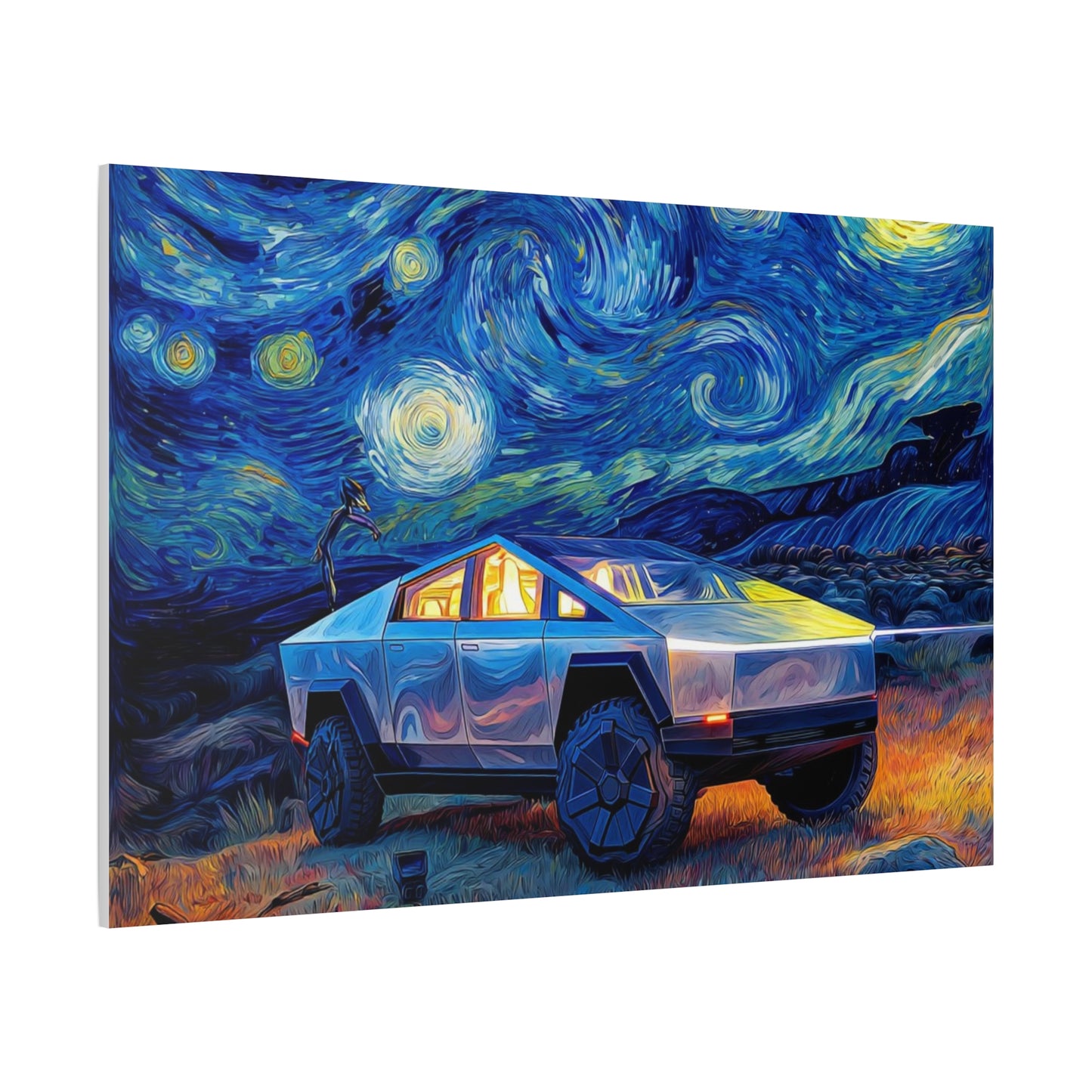 Starry Night Cybertruck Canvas Art - Modern Wall Decor