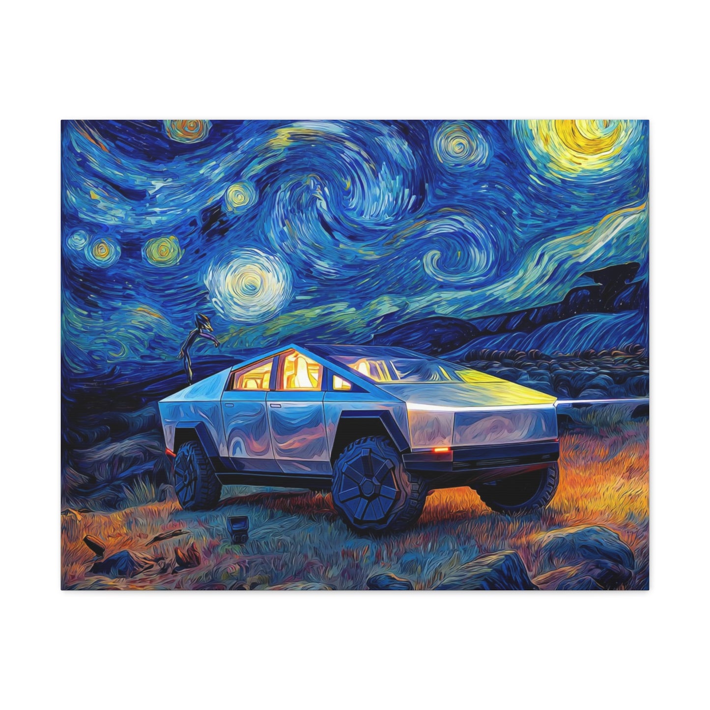 Starry Night Cybertruck Canvas Art - Modern Wall Decor