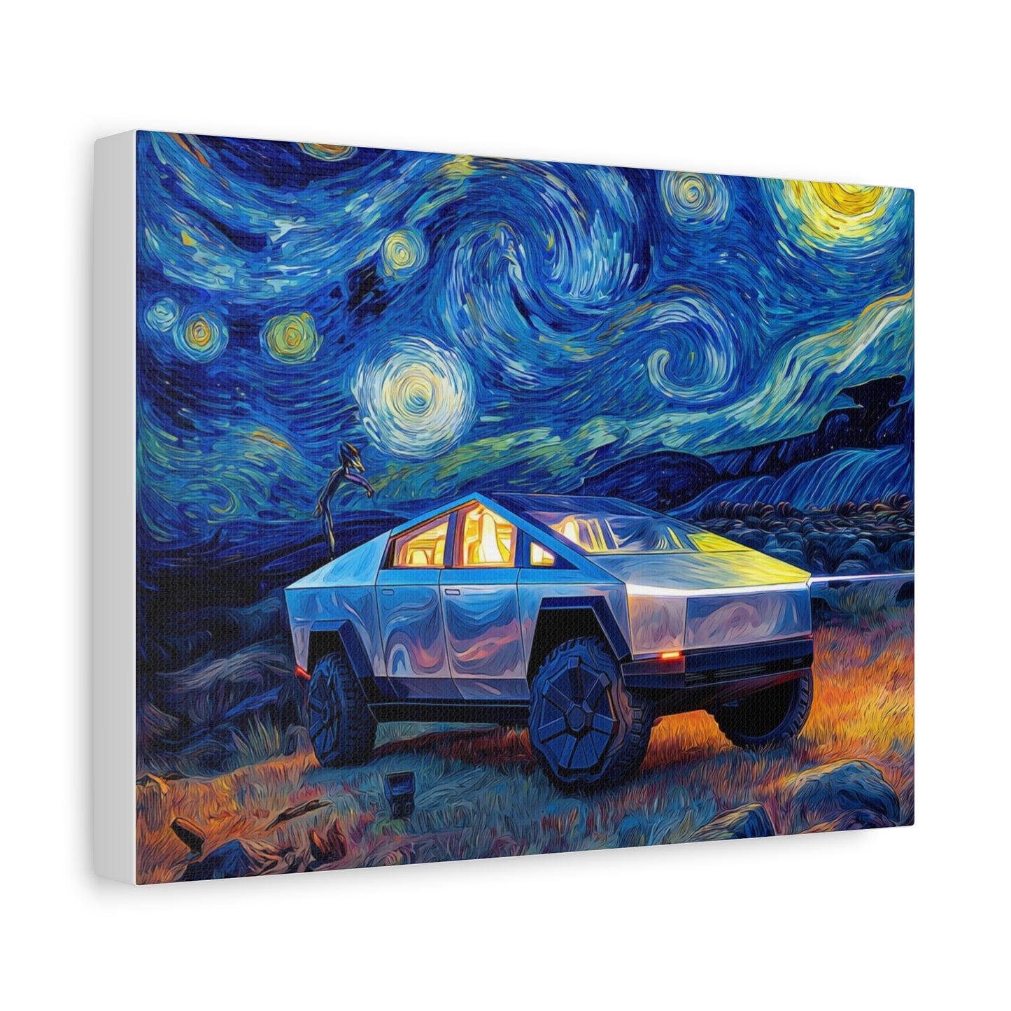 Starry Night Cybertruck Canvas Art - Modern Wall Decor