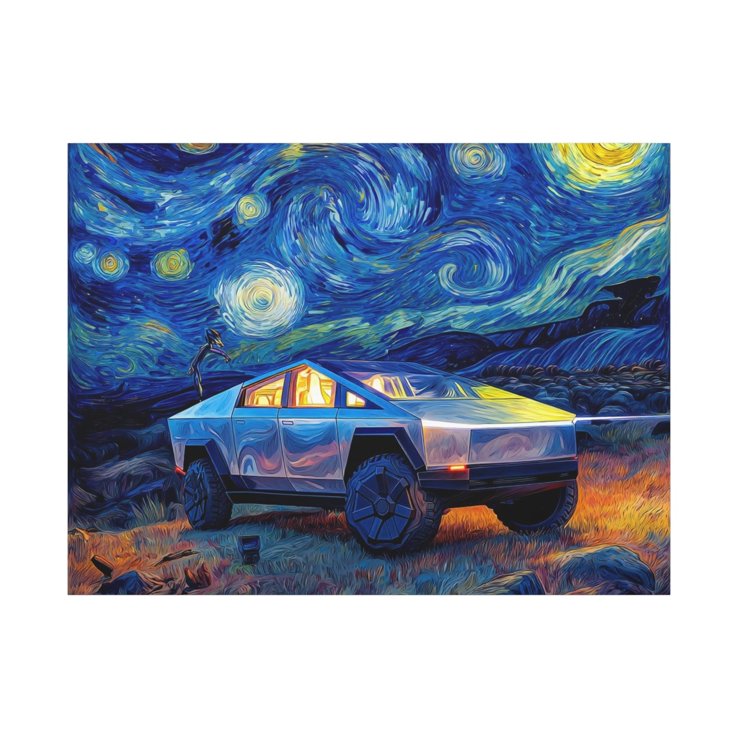 Starry Night Cybertruck Canvas Art - Modern Wall Decor