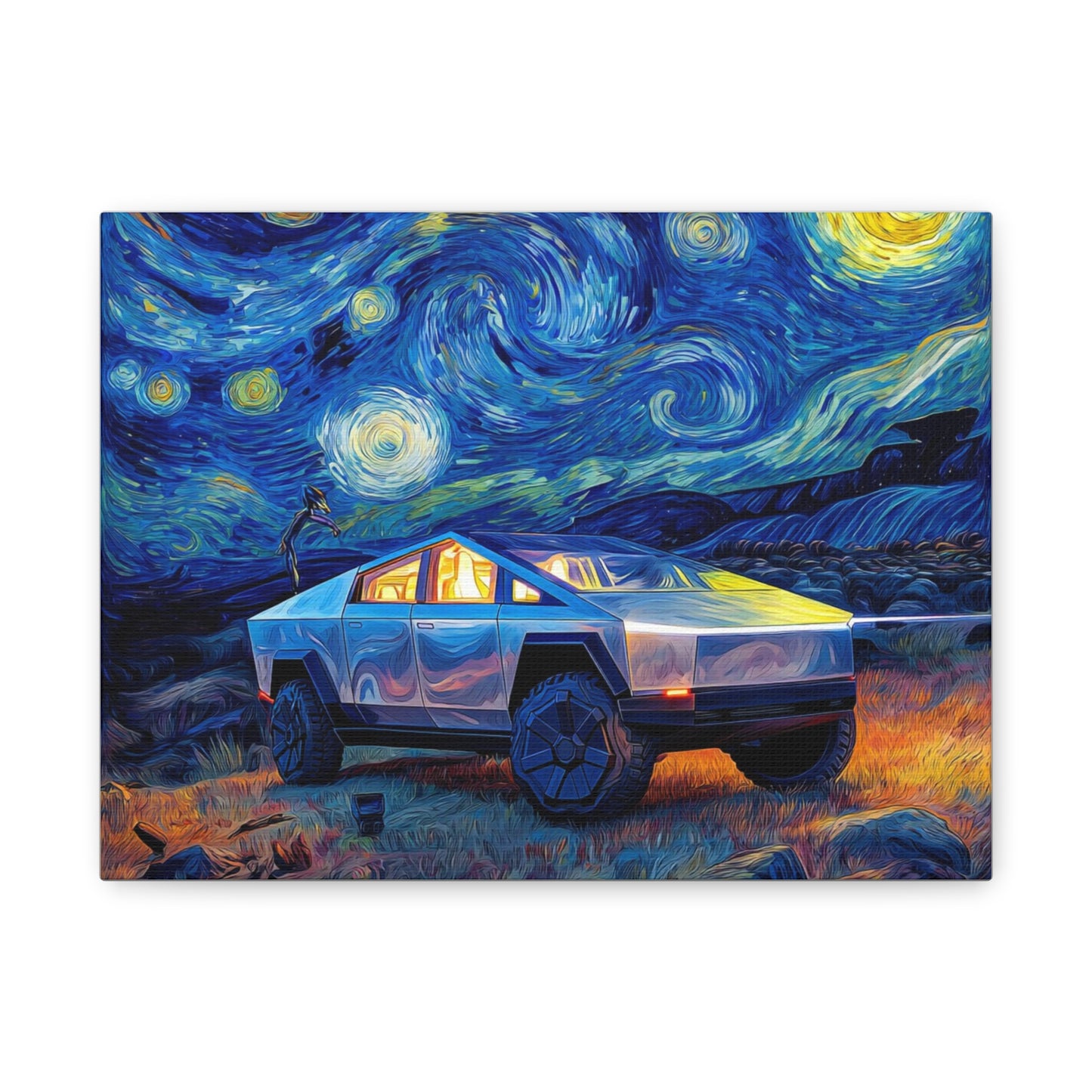 Starry Night Cybertruck Canvas Art - Modern Wall Decor