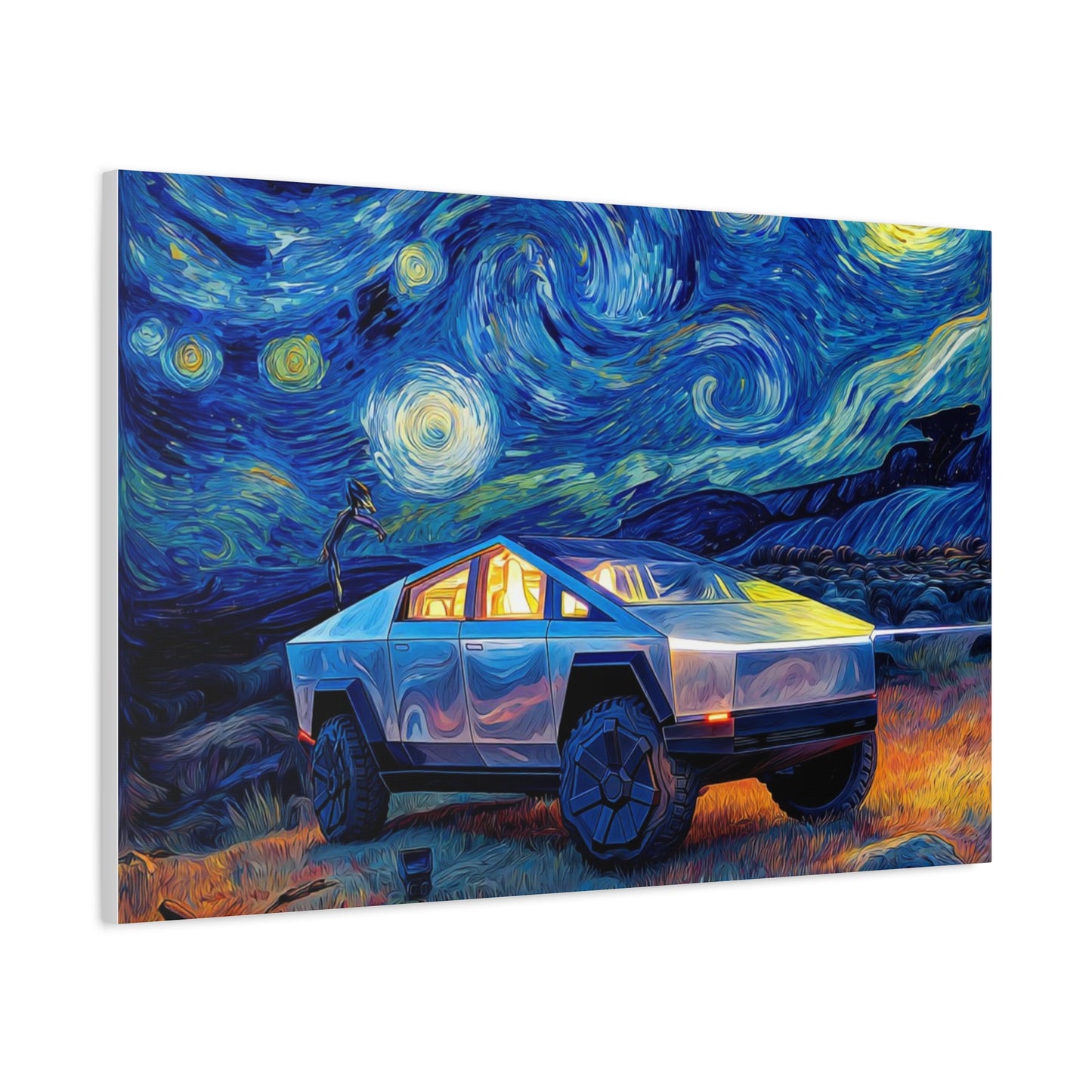 Starry Night Cybertruck Canvas Art - Modern Wall Decor