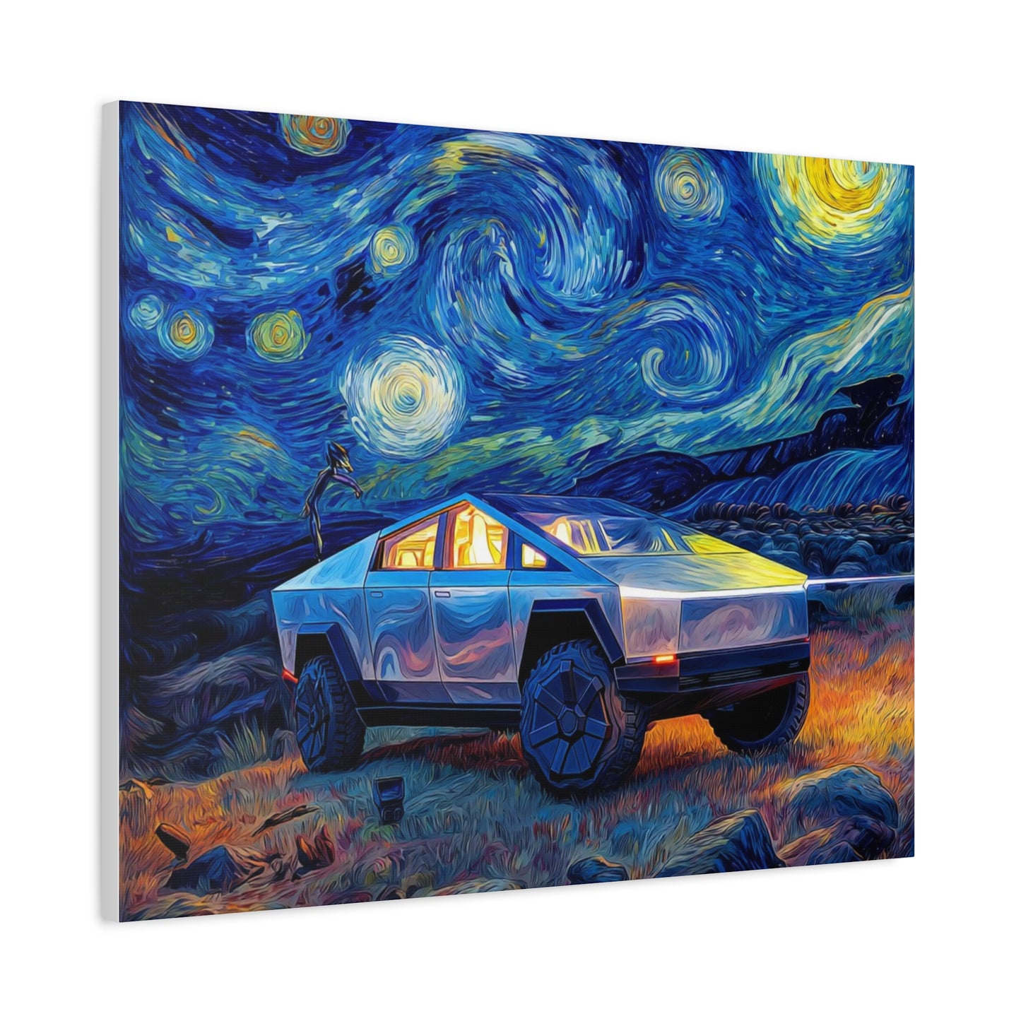 Starry Night Cybertruck Canvas Art - Modern Wall Decor